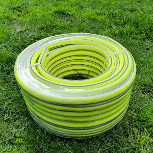 Garden Hose Pipe, 25 m / 82 ft Long, Reinforced 4 Layer Non-Toxic 1/2" Watering Irrigation Hosepipe, Phthalate Free (Yellow)