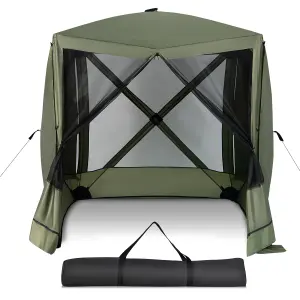 Costway 225 cm x 225 cm 4-Panel Pop up Camping Gazebo Instant Setup Screen House Gazebo Tent with 2 Sunshade Cloths