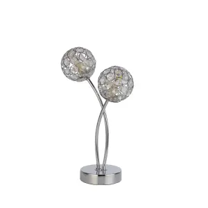 2LT CHROME TABLE LAMP WITH GLASS BEAD BALL SHADE