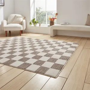 Baltimore 66618 Checkerboard Geometric Modern Rugs in Grey - 60x120cm