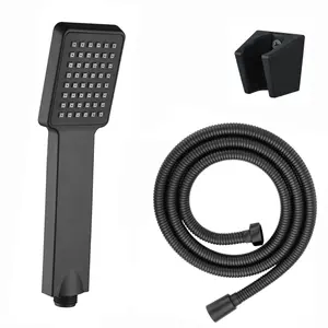 ENKI Matt Black Sqauare Paddle Hand Shower Kit with Hose & Bracket EH027