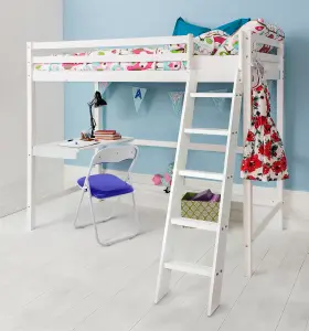 Texas High Sleeper Cabin Bed with Skole Desk in Classic White