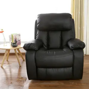 Chester Bonded Leather Recliner Armchair Sofa Home Lounge Chair Reclining Gaming (Black)