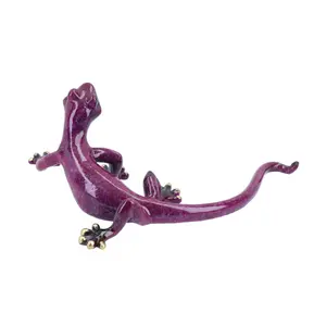 Purple Speckled Gecko Lizard Resin Wall Shed Sculpture Decor Statue Small