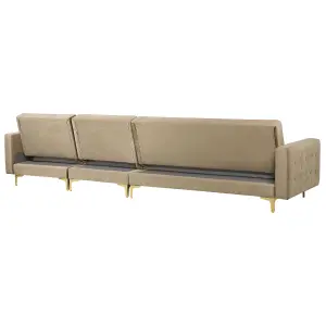 Corner Sofa ABERDEEN Sand Beige Velvet Left Hand