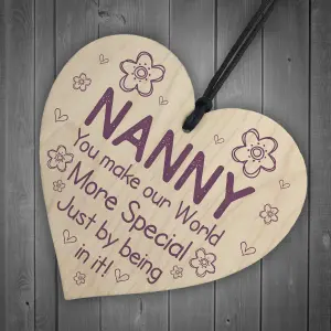 Red Ocean Mothers Day Gift For Nanny Wooden Heart Sign Keepsake Nanny Birthday Gifts For Her