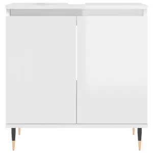 Berkfield Bathroom Cabinet High Gloss White 58x33x60 cm Engineered Wood