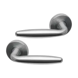 Intelligent Hardware - Internal Door Handle - Pair - Lever on Round Rose - Galaxy - Satin Chrome