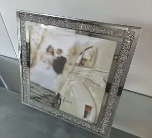 Deenz Crushed Jewel Crystals Photo Frame Silver Mirrored Crystal Diamante Picture Frame (10X12 inch)