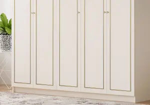 MARIE XL 5 Door Gold White Wardrobe