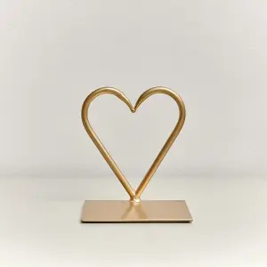 Melody Maison Gold Love Heart Shaped Candle Holder Stand - 15.5cm