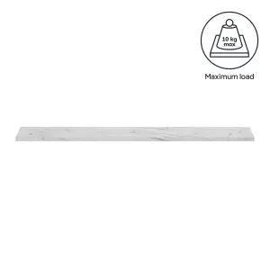 GoodHome Rigga Modular White marble effect Rectangular Floating shelf (L)118cm x (D)19cm