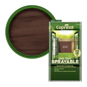 Cuprinol One coat sprayable Autumn brown Matt Exterior Wood paint, 5L