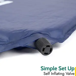 Single Pillow Camping Mat Self Inflating Inflatable Roll Mattress With Bag Blue Trail