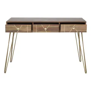 Interiors By Premier Timeless Design Desk, Ample Storage Metallic Furniture, Compact And Versatile Three Drawer Work Desk