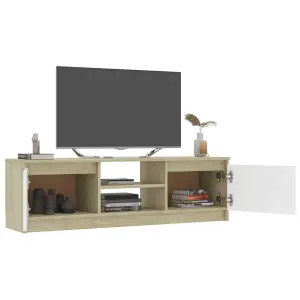 Berkfield TV Cabinet White and Sonoma Oak 120x30x35.5 cm Engineered Wood