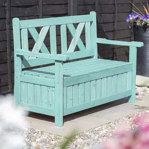 Outdoor Garden Storage Bench - Green