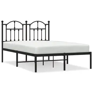 Berkfield Metal Bed Frame with Headboard Black 120x190 cm