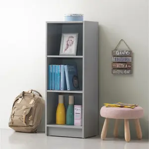 3 Tier Medium Narrow Bookcase Shelving Unit Living Room Office Bedroom Grey