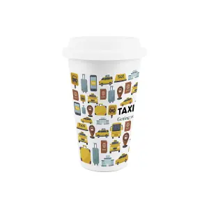 Taxi Driver Ceramic Travel Mug - Humorous Novelty Tradies Gifts/Presents - Double-Walled Insulated Hot/Cold Drinks Flask Cup