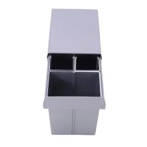 Pull Out Kitchen Bin Recycling Bins for Kitchen Built-In Waste Bins (2x10+20)L Removal Container with Fixing Waste Brackets Grey