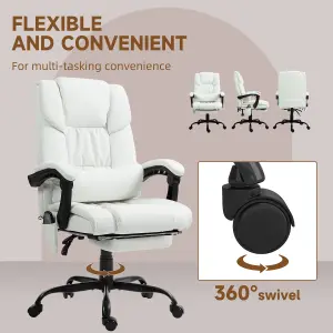 Vinsetto PU Massage Office Chair Height Adjustable Computer Chair White