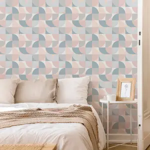 Fresco Retro Crescent Geometric Soft Pastels Wallpaper