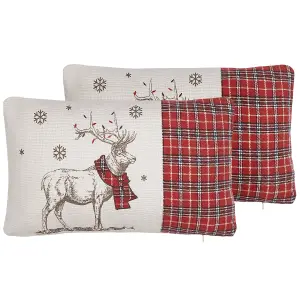 Set of 2 Cushions SVEN 30 x 50 cm Animal Red