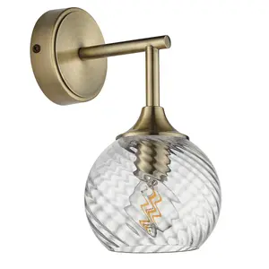 Luminosa Allegra Glass Shade Wall Lamp with Shade Antique Brass