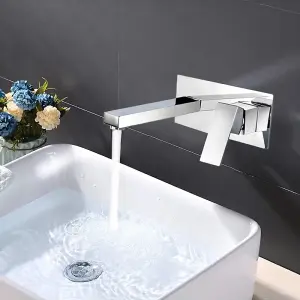 Wall Mounted Tap Waterfall Basin Sink Mixer Tap Bathroom Basin Tap Chrome Finish  Single Lever Hot Cold Tap