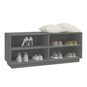 Shoe Cabinet Grey 110x34x45 cm Solid Wood Pine