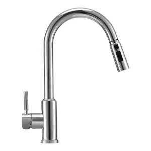 Silver Stainless Steel Side Lever Kitchen Spring Neck Pull Out Kitchen Tap Mixer Tap