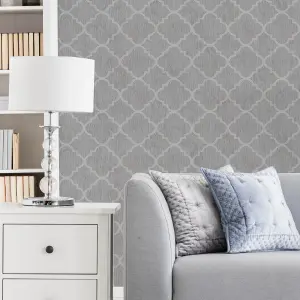 Superfresco Silk Sparkle Trellis Silver Wallpaper