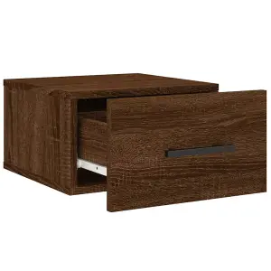 Berkfield Wall-mounted Bedside Cabinet Brown Oak 35x35x20 cm