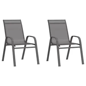 Berkfield Stackable Garden Chairs 2 pcs Grey Textilene Fabric