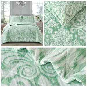 Candon Polyester Bedspread with Pillowcases Green / Single