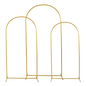 3pcs 180/200/220cm Height Gold Metal Arch Wedding Backdrop Stand Prop Decor