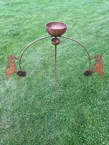 Bird Feeder Wind Rocker Double Bare Metal/Ready to Rust - Steel - L66 x H148.5 cm