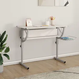 Berkfield Craft Desk White&Grey 110x53x(58-87) cm Engineered Wood&Steel