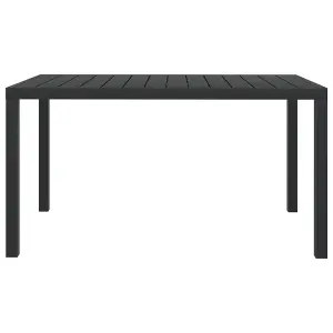 Berkfield Garden Table Black 150x90x74 cm Aluminium and WPC