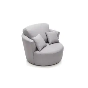 Darcy Swivel Chair in Light Grey Linen Fabric