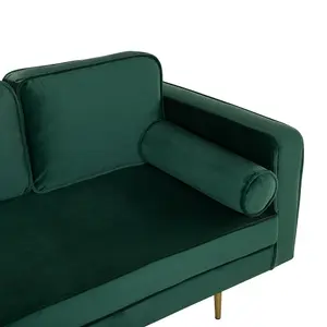 Right Hand Velvet Chaise Lounge Emerald Green MIRAMAS