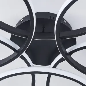 Black 58cm Circular Curved Shape Acrylic Semi Flush LED Cool White Ceiling Light Fixture