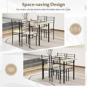 Costway 5 PCS Dining Table Set w/ Rectangular Tabletop Industrial Kitchen Table 4 Chairs Set