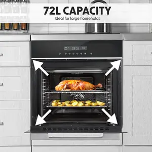 60cm Black Integrated Electric Fan Oven with 72L Capacity and Grill