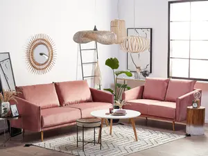 Beliani Glam Velvet Sofa Set Pink MAURA