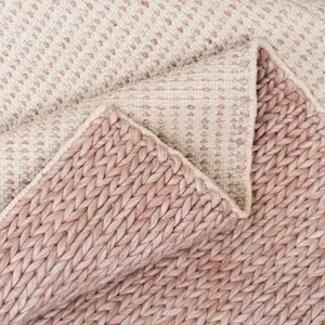 Blush Pink Luxurious Wool Textured Plait Living Area Rug 160x230cm