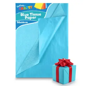 20pk Blue Tissue Paper for Wrapping Gifts, 66cm x 50cm Blue Tissue Paper Sheets for Packaging Biodegradable Tissue Paper Blue