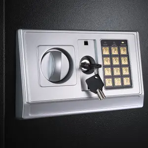 Safe - electronic with double bolt locking system, LED display, code and keys, 50 x 35 x 34.5 cm - black