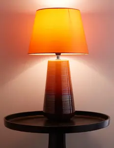 Ceramic table lamps in orange glazed finishes with matching lamp shades beautiful modern tall lamps